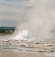 Great Fountain Geyser about to erupt,  Lower Geyser Basin, Yellowstone